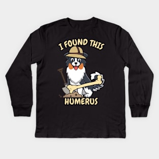 I found this humerus - collie dog Kids Long Sleeve T-Shirt